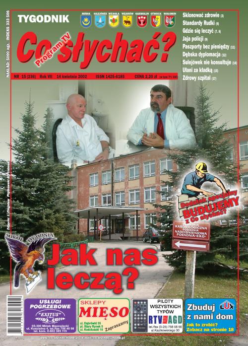 Okładka gazety Co słychać? - nr 15 (236) 2002
